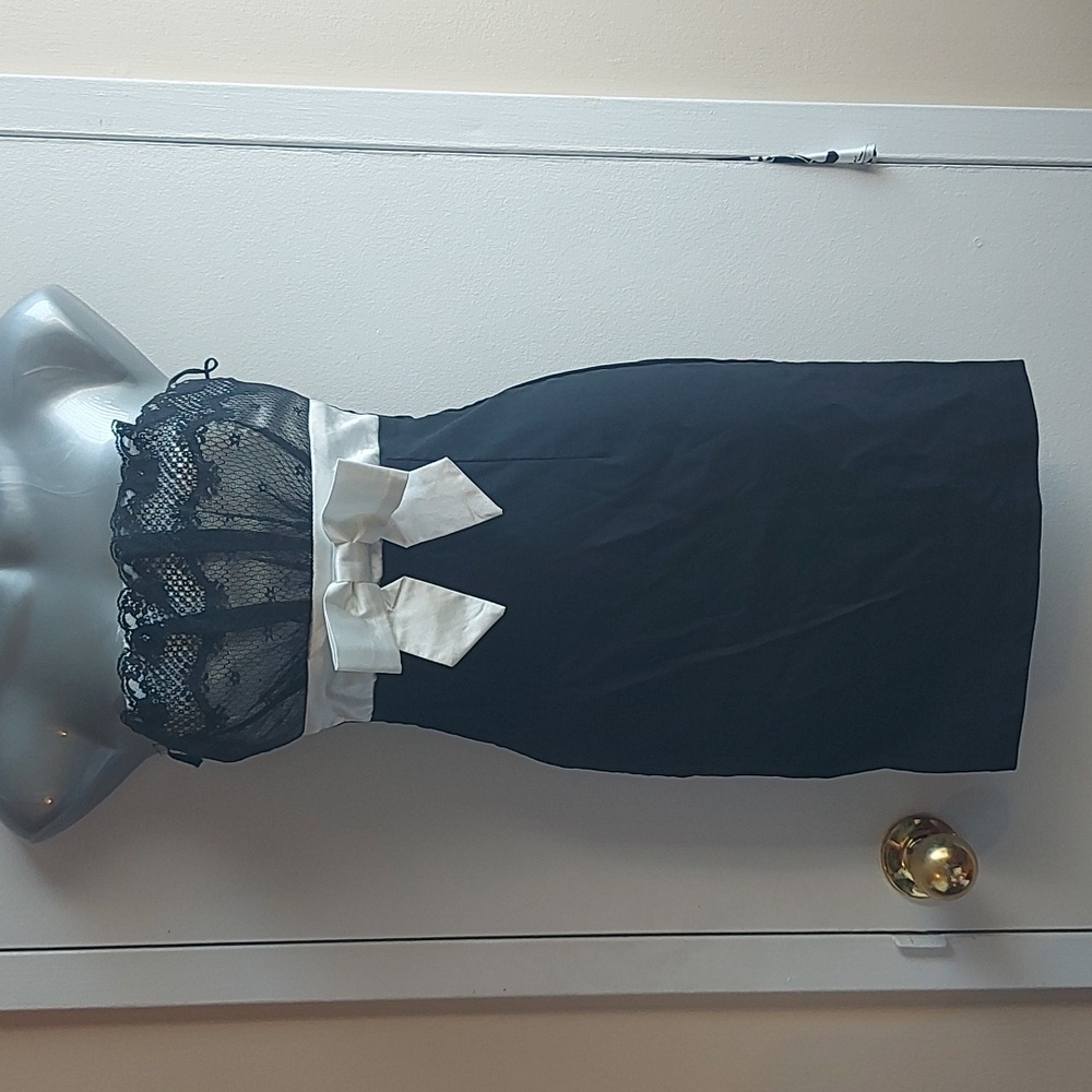 Lace & Bow Strapless Mini Dress